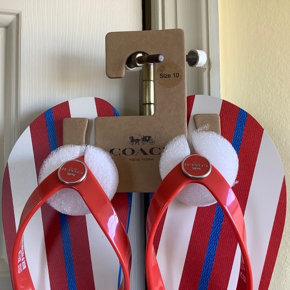 Coach Zayn Flip Flops Red White and Blue Stripes SZ 8 - Picture 9 of 15